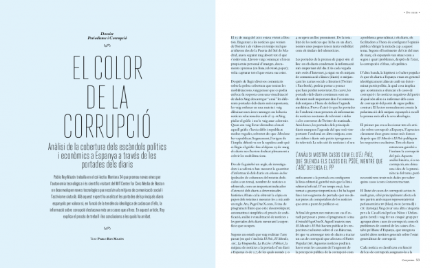 Texto "El Color de la corrupción" según apareció en en la revista Capçalera