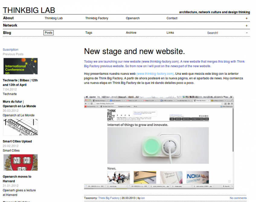 Página de inicio de Think Big Lab con Blog extracto