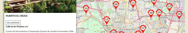 Sitio web red de huertos comunitarios de Madrid: mapa de huertos