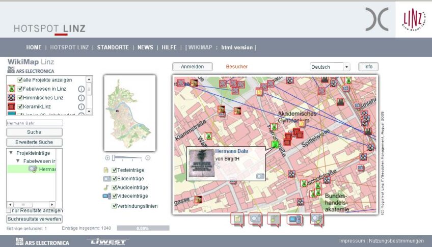 Hotspot Linz. Wikimap